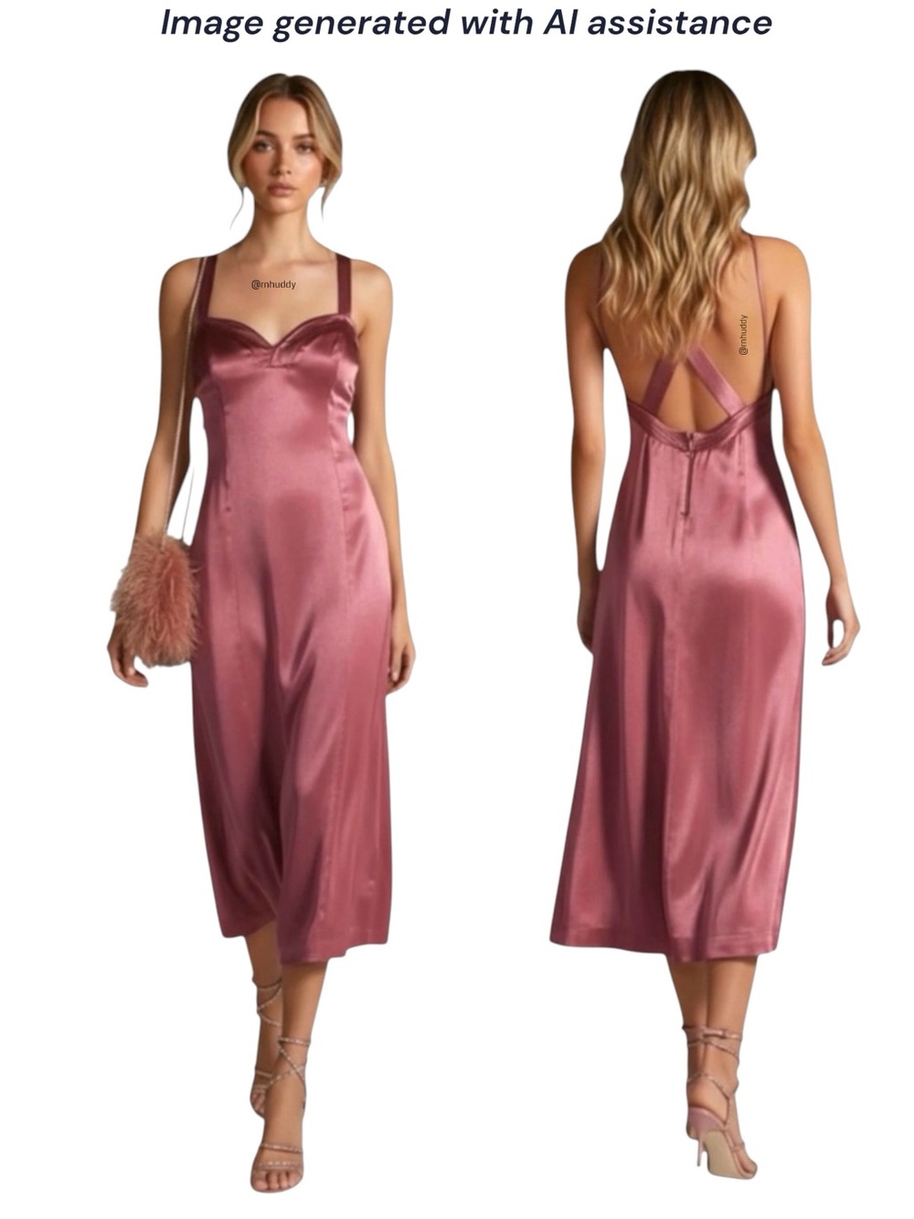 Anthropologie size 12 mauve satin cross back midi dress - Picture 1 of 15